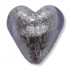 1 Murano Glass Silver Foiled Alexandrite 20mm Heart 