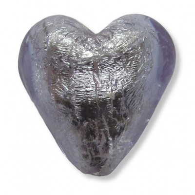 1 Murano Glass Silver Foiled Alexandrite 20mm Heart 