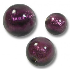 1 Murano Glass Dark Amethyst Silver Foiled 12mm Round Bead