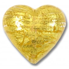 1 Murano Glass Gold Foiled Clear 30mm Heart 