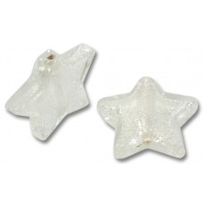 1 Murano Glass Crystal Silver Foil Star Bead 20mm.
