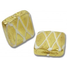 1 Murano Glass Grata Bianco Goldfoil 20mm Spangle Bead