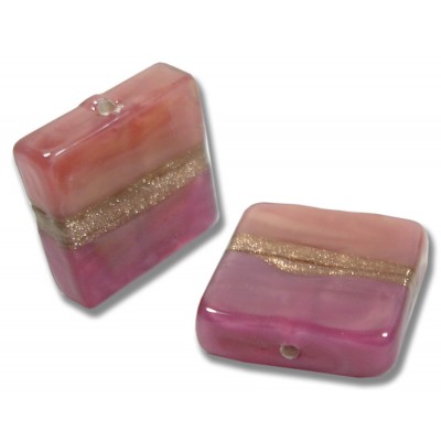 1 Murano Glass Rose/ Ruby Gold Aventurine Satin 20mm Spangle Bead
