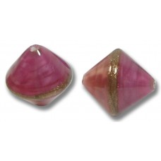 1 Murano Glass Rose/ Ruby Gold Aventurine Satin 14mm Bicone Bead