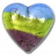 1 Murano Glass Sapphire Lime and Amethyst Tricolour Silver Foiled 20mm Heart 