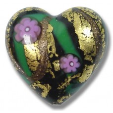 1 Murano Glass Klimt Pink Goldfoil 20mm Heart