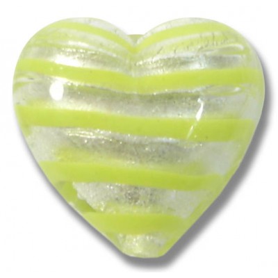 1 Murano Glass Silver Foiled with Peppermint Spiral 20mm Heart