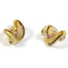 1 Murano Glass Spiral Africa Gold Foiled 15mm Bead