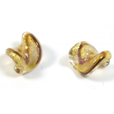 1 Murano Glass Spiral Africa Gold Foiled 15mm Bead