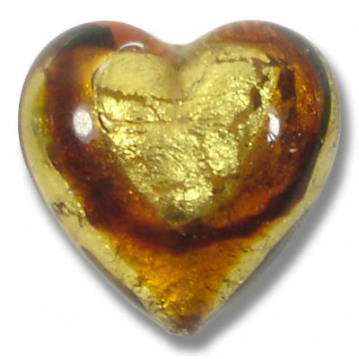 1 Murano Glass Africa Gold Foiled 20mm Heart