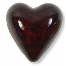 1 Murano Glass Darkest Ruby Silver Foiled 20mm Heart