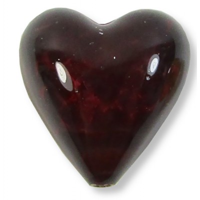 1 Murano Glass Darkest Ruby Silver Foiled 20mm Heart
