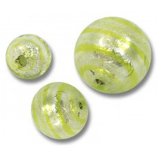 10 Murano Glass Silver Foiled with Peppermint Spiral 10mm Round Beads