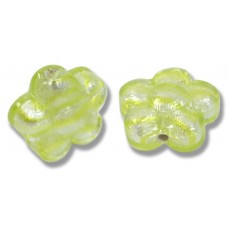 2 Murano Glass 15mm Flower Beads Peppermint Spiral Silver Foiled