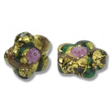 2  Murano Glass 16mm Klimt Flower Beads