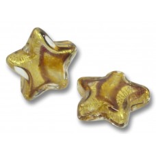 2 Murano Glass 16mm Africa Gold Foiled Star Beads