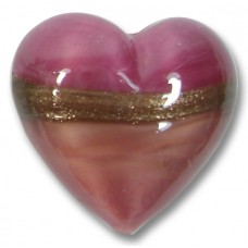 1 20mm Murano Glass Rose Ruby Gold Aventurine Satin Heart