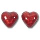 2 Murano Glass Rubino Gold Foiled 14mm Heart Beads