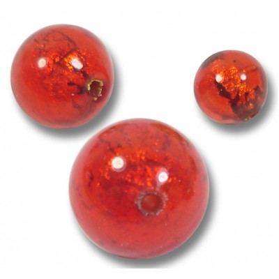 10 Murano Glass Gold Foiled Arancio 10mm Round Beads.
