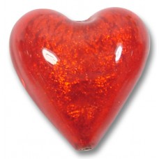 1 Murano Glass Gold Foiled Arancio 20mm Heart 