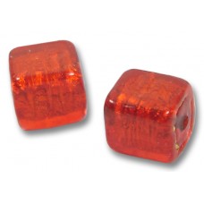 1 Murano Glass Arancio Gold Foiled 10mm Cube Bead