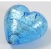 1 Murano Glass Dark Aquamarine Silver Foiled 30mm Heart 