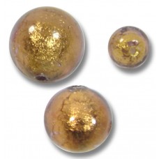 1 Murano Glass Chocolate Amethyst Gold Foiled 12mm Round Bead