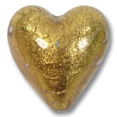 1 Murano Glass Chocolate Amethyst Gold Foiled 20mm Heart 