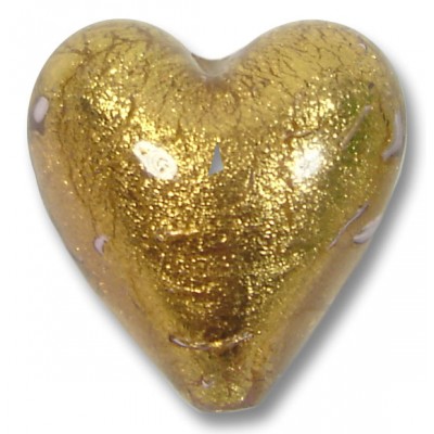 1 Murano Glass Chocolate Amethyst Gold Foiled 20mm Heart 