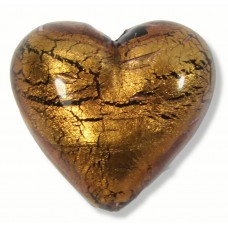 1 Murano Glass Chocolate Amethyst Gold Foiled 30mm Heart 