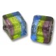 2 Murano Glass Sapphire Lime and Amethyst Tricolour Silverfoil 8mm Cube Beads