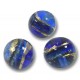 10 Murano Glass 8mm Sapphire Gold Foiled Band Round Beads