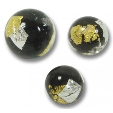 10 Murano Glass 10mm Midnight Treasure Round Beads