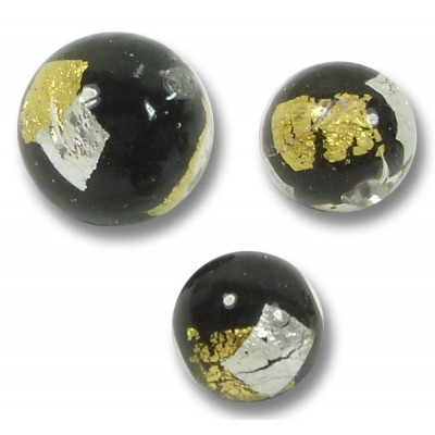 10 Murano Glass 10mm Midnight Treasure Round Beads