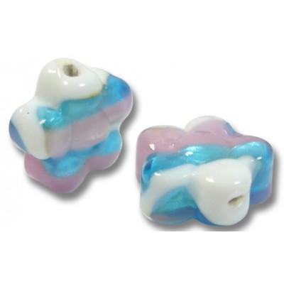 2  Murano Glass Caribbean Rose 15mm Flower Beads
