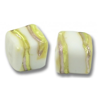2 Murano Glass Berries and Lime 8mm Cube Beads