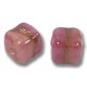 2  Murano Glass Rose Ruby Aventurine Satin 8mm Cube Beads