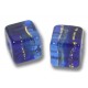 2 Murano Glass Sapphire Gold Foiled Band 8mm Cube Beads