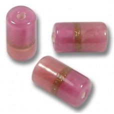 1 Murano Glass Rose/ Ruby Aventurine Satin 10mm Cylinder Bead 1 Murano Glass Rose/ Ruby Aventurine Satin 10mm Cylinder Bead