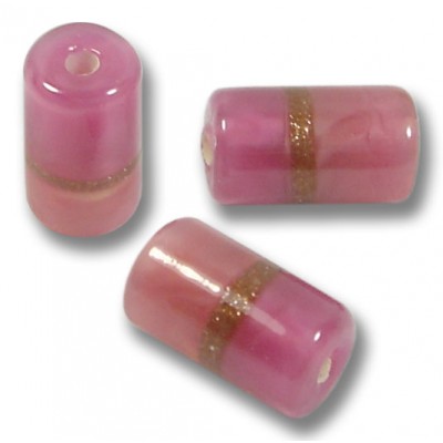 1 Murano Glass Rose/ Ruby Aventurine Satin 10mm Cylinder Bead 1 Murano Glass Rose/ Ruby Aventurine Satin 10mm Cylinder Bead