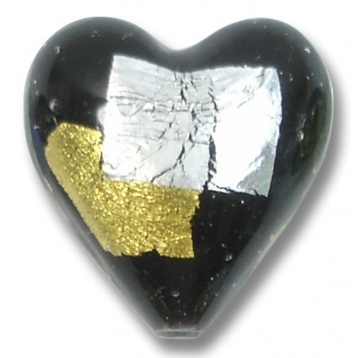 1 Murano Glass Midnight Treasure 22mm Heart