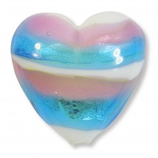 1 Murano Glass Caribbean Rose 20mm Heart Bead