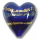 1 Murano Glass Sapphire Gold foiled Band 20mm Heart