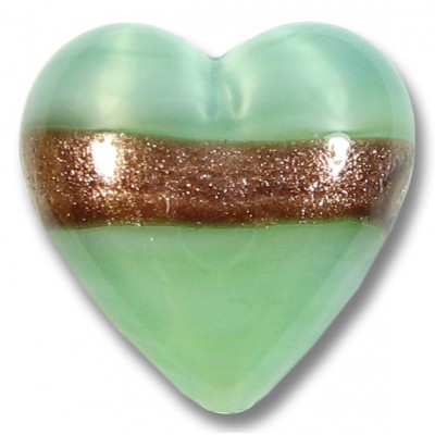 1 Murano Glass Mint/ Aquamarine Aventurine 20mm Heart