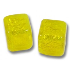 2 Murano Glass Ginger Spice Yellow Gold Foiled 8mm Cube Beads