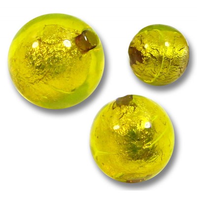 10 Murano Glass Ginger Spice Yellow Gold Foiled 8mm Round Beads.