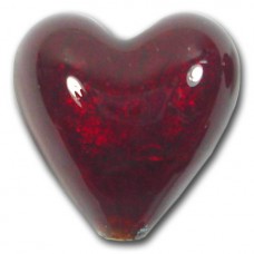 1 Murano Glass Dark Ruby Gold Foiled 20mm Heart