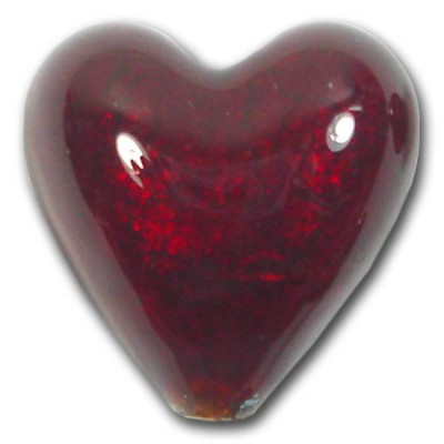 1 Murano Glass Dark Ruby Gold Foiled 20mm Heart