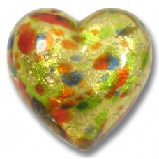 1 Murano Glass Arlechino Gold Foiled 20mm Heart Bead