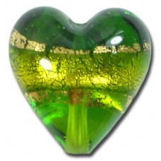 1 Murano Glass Erba Green Gold Foiled Band 20mm Heart